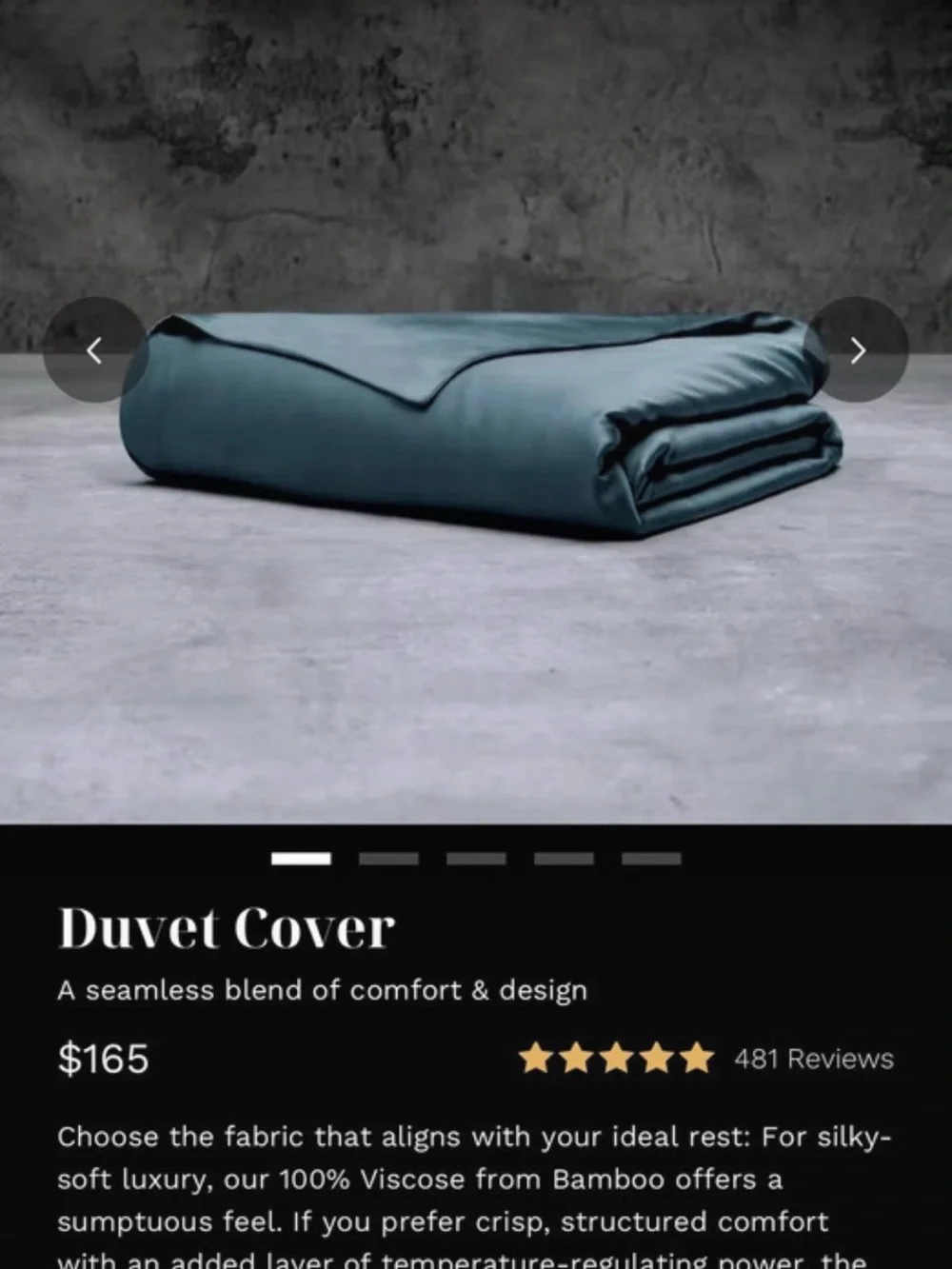 Duvet Cover in Deep Blue Grey - 100% Viscose from Bamboo